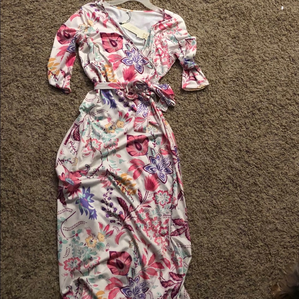 Faux wrap maxi dress